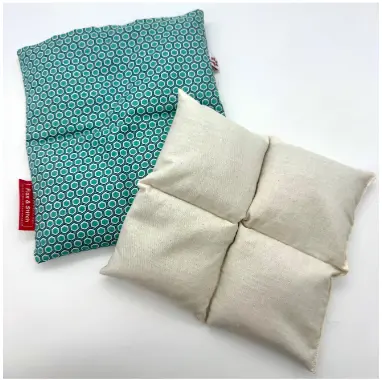 Bouillotte sèche carrée en graines de lin Flax & Stitch - 21,5 x 23,5 cm - 600gr - Honeycomb Green 