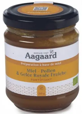 Miel alicament avec pollen et gelée royale fraîche Bio 250gr
