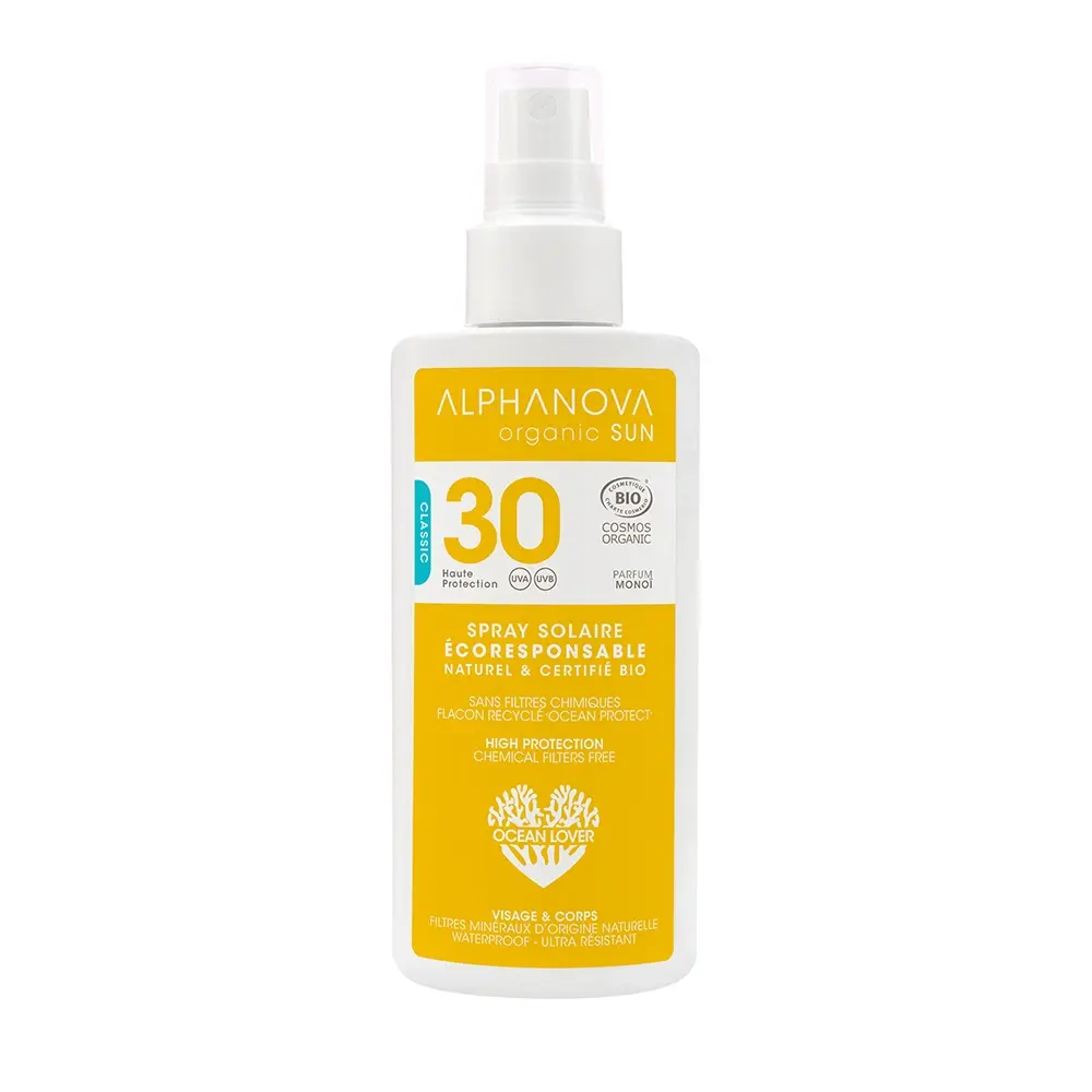 Spray solaire SPF 30 Alphanova Organic Sun visage et corps 125g