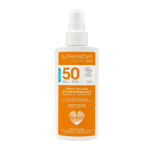 [COSM0109001B] Spray solaire SPF 50 Alphanova Organic Sun visage et corps 125g